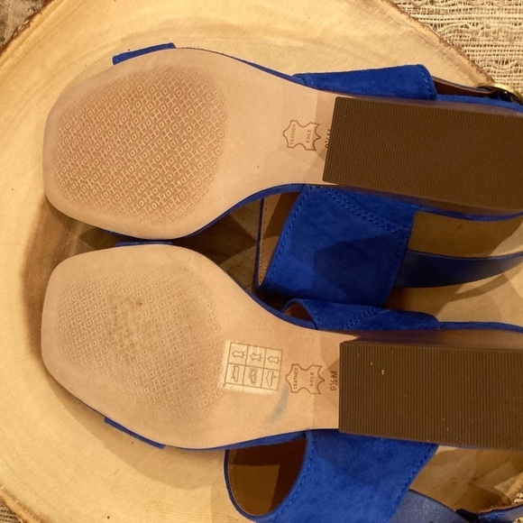 Tory Burch Selby 75mm Block Heel Sandal Silk Suede Size 9.5 Royal Blue 278$ - Picture 12 of 15